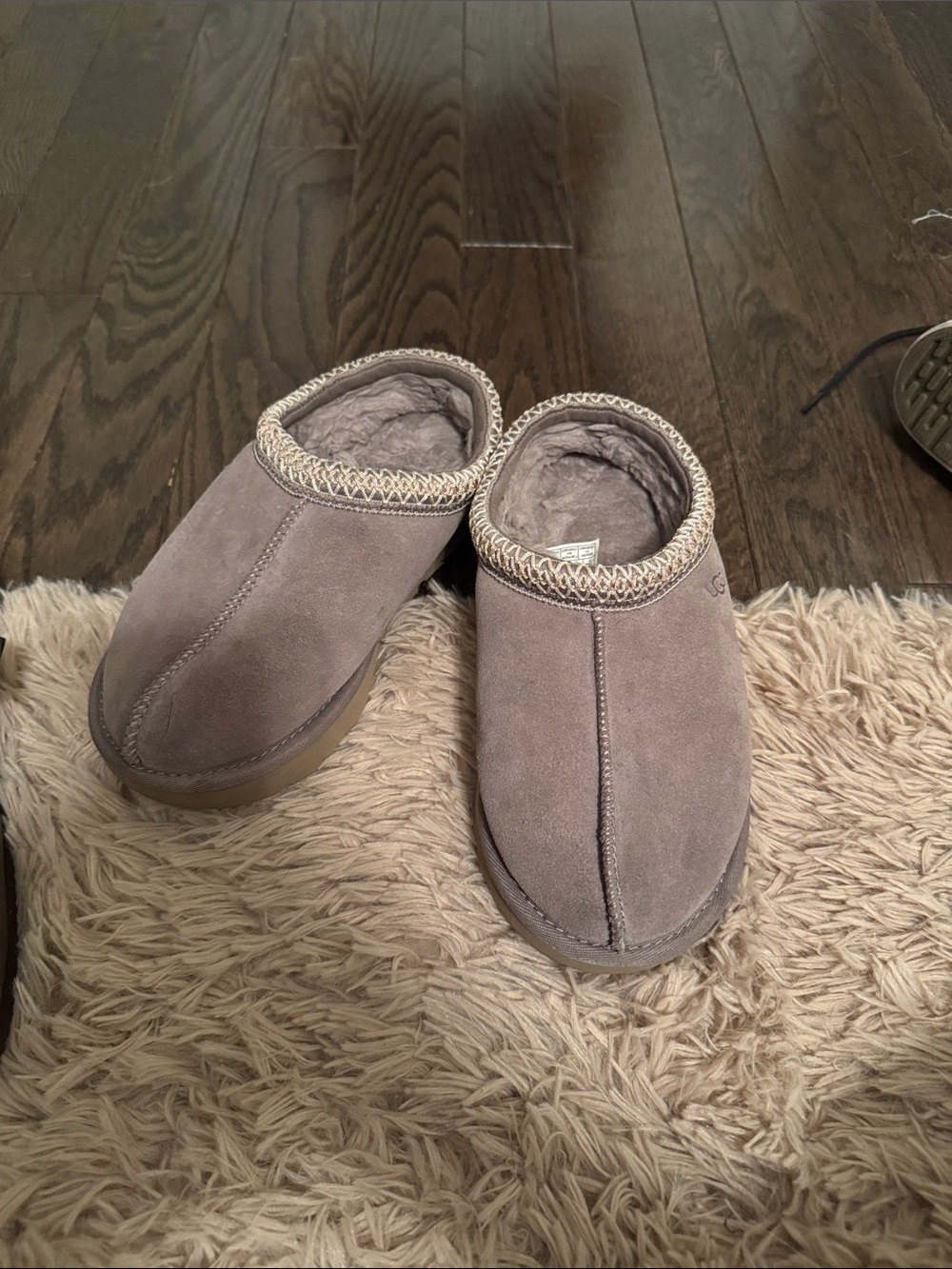 UGG Women's Brown/Gray Suede Shearling-Lined Slip-On Clogs